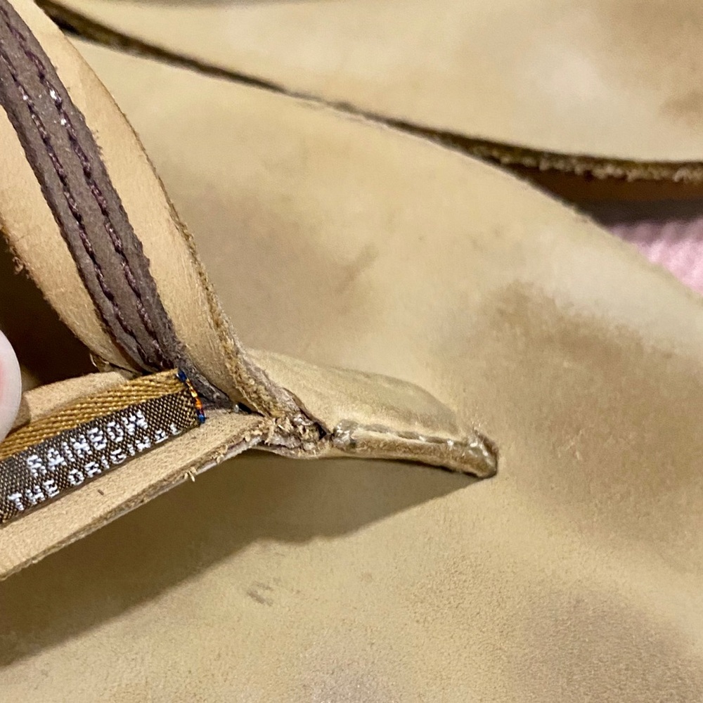 🌈 Rainbow Sandals Flirty Braid Narrow Strap Women’s Large Tan - Picture 5 of 8